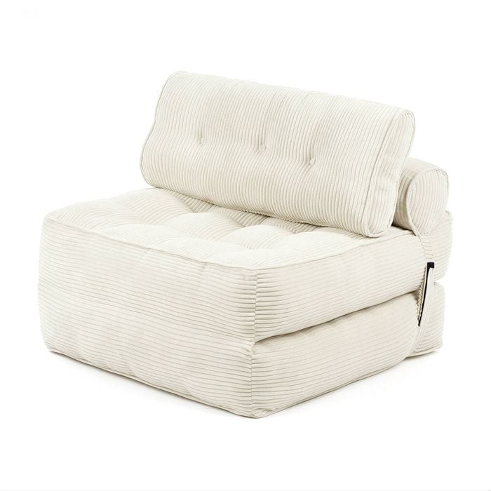 Advwin 3-in-1 Floor Folding Sofa Bed Convertible Sleeper Chair w/ Pillow Single Corduroy Lazy Sofa Couch Mattress Beige