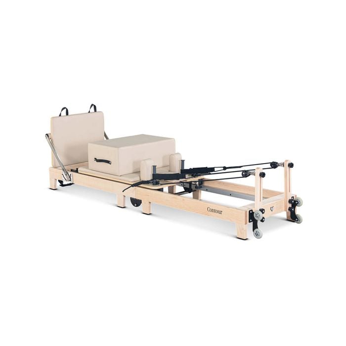 Lifespan Fitness Contour Folding Wooden Pilates Reformer Machine Set in Beige