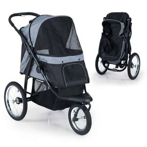Costway Pet Stroller Foldable Cat Cart Dog Carrier Cage Travel Pushchair