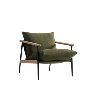 Zinus Premium Sling Accent Chair Wood & Metal Frame Armchair With Foam Cushion - Green