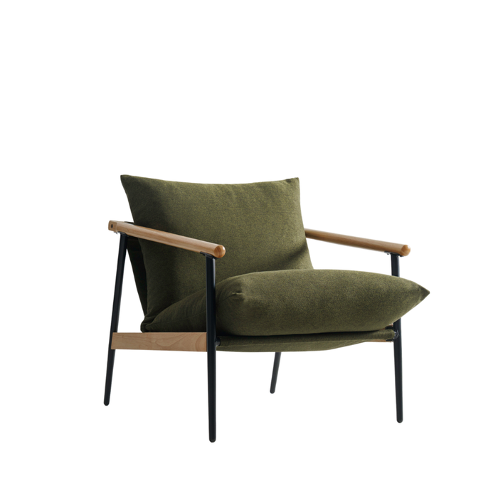 Zinus Premium Sling Accent Chair Wood & Metal Frame Armchair With Foam Cushion - Green