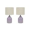 Tsai Rain Table Lamp Set Of 2, Handmade Ceramic With Linen Shade – Lavender