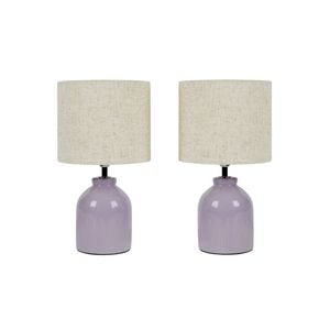 Tsai Rain Table Lamp Set Of 2, Handmade Ceramic With Linen Shade – Lavender