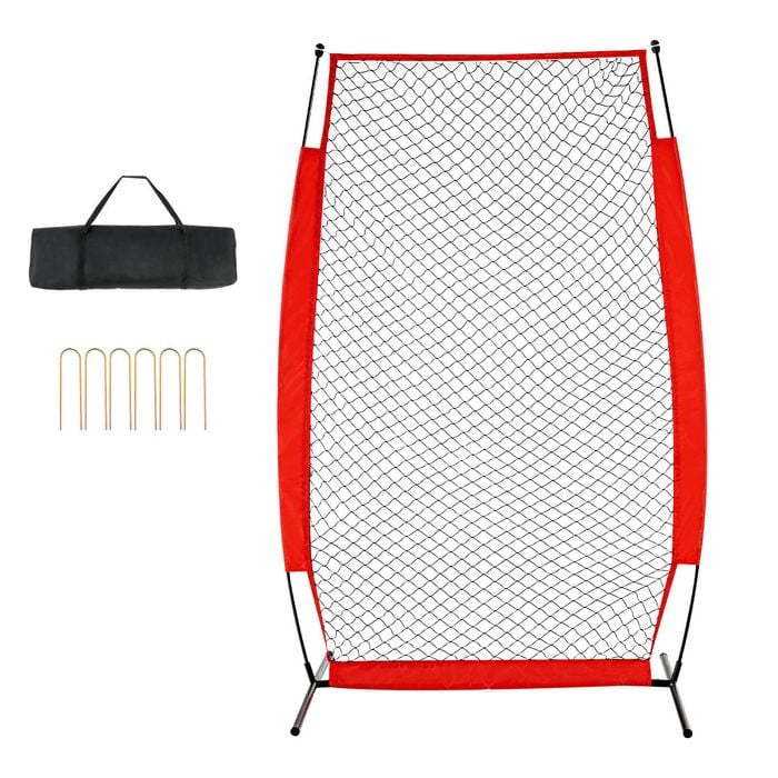VEVOR Screen Baseball Red Body Protector Portable Batting with Carry Bag & Ground Stakes