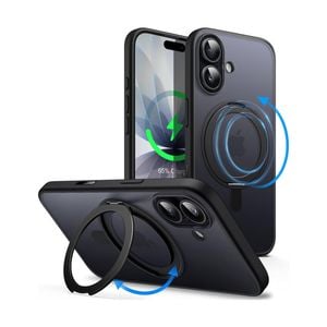 For iPhone 17 (6.3") Magnetic MagSafe Shockproof Case Ring Stand Black Cover