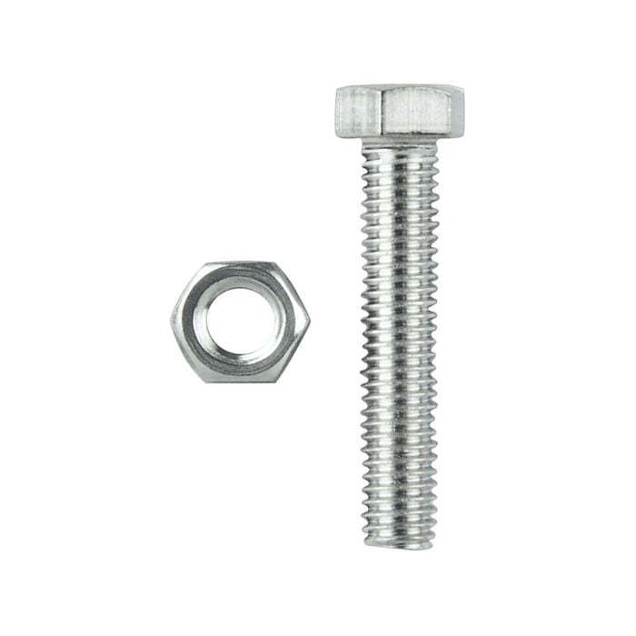 Pinnacle M4 x 50mm Zinc Plated Hex Head Bolts And Nuts - 6 Pack