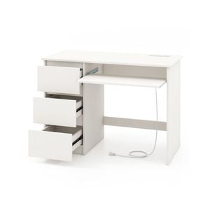 Costway Computer Desk W/power Outlet Ketboard Tray Writing Workstation - White