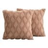 Catzon 2 Pcs Faux Wool Throw Pillow Covers Farmhouse Couch Pillowcases 50X50cm-Brown