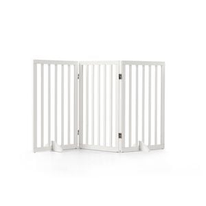 Petzly Pet Gate Dog Fence Safety Barrier With Support Feet 3 Panel 80cm White