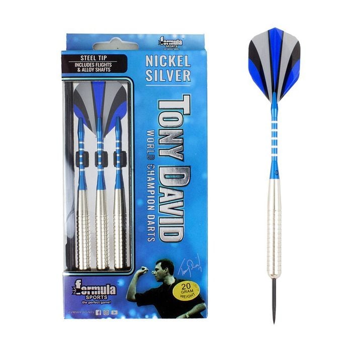 12pc Formula Sports Tony David 22g Darts Flight Shaft w/ Case Nickel Silver