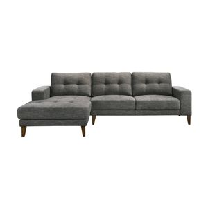 Juliet 2 Seater Sofa Soft Fabric Uplholstered Lounge Couch With Lhf Chaise Licorice Grey