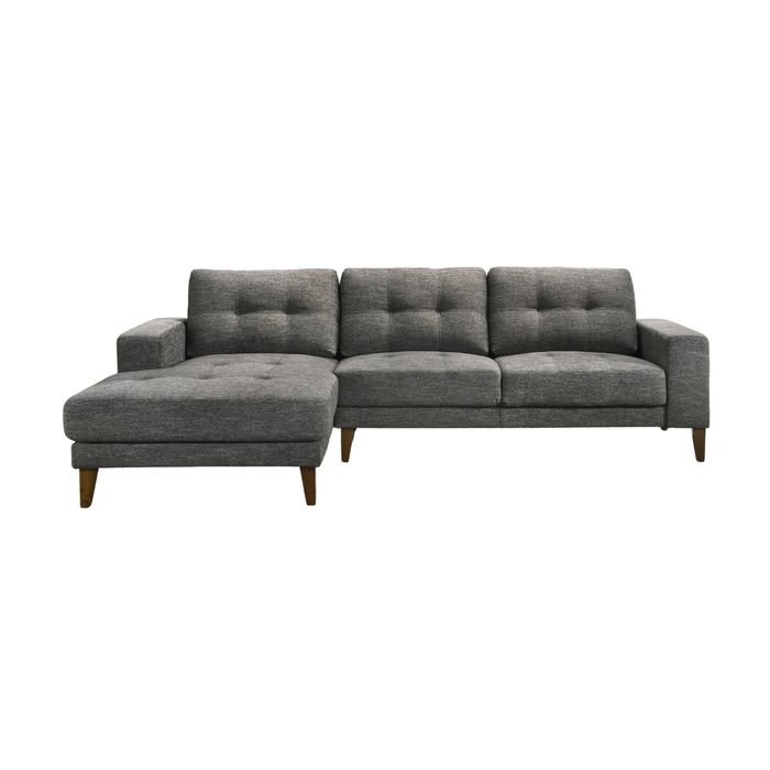 Juliet 2 Seater Sofa Soft Fabric Uplholstered Lounge Couch With Lhf Chaise Licorice Grey