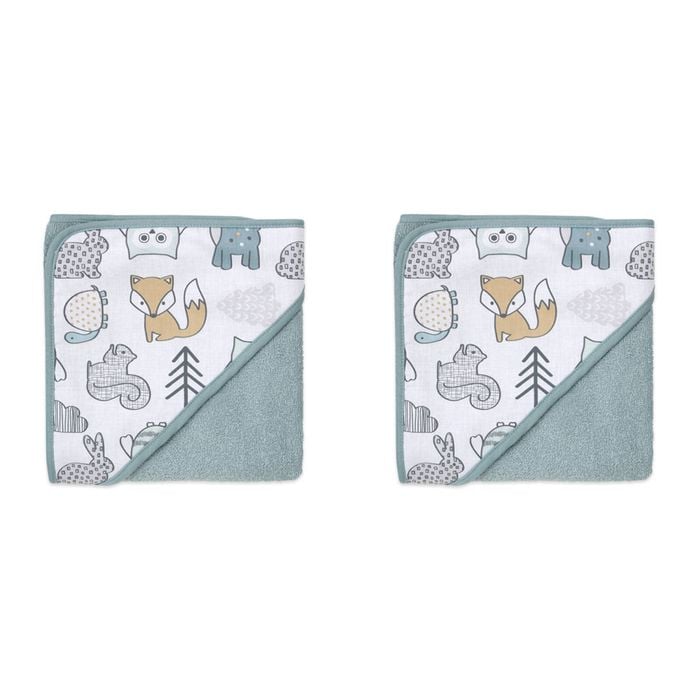 2PK Little Haven Cotton Hooded Woodland Soft Baby Towel 76cm