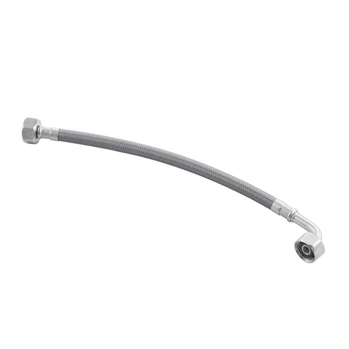 EnduraSeal 450mm Silver Premium Flexible Braided Hose Bent Elbow Water Connector