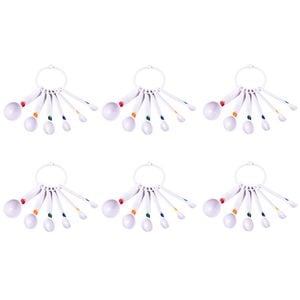 6x 6pc Appetito Plastic Measure Spoons Home Kitchen Cooking White