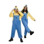 Despicable Me Minions Adult Hooded Fleece Onesie Halloween Costume with Printed Hood – Yellow Blue Colour, Small - Medium