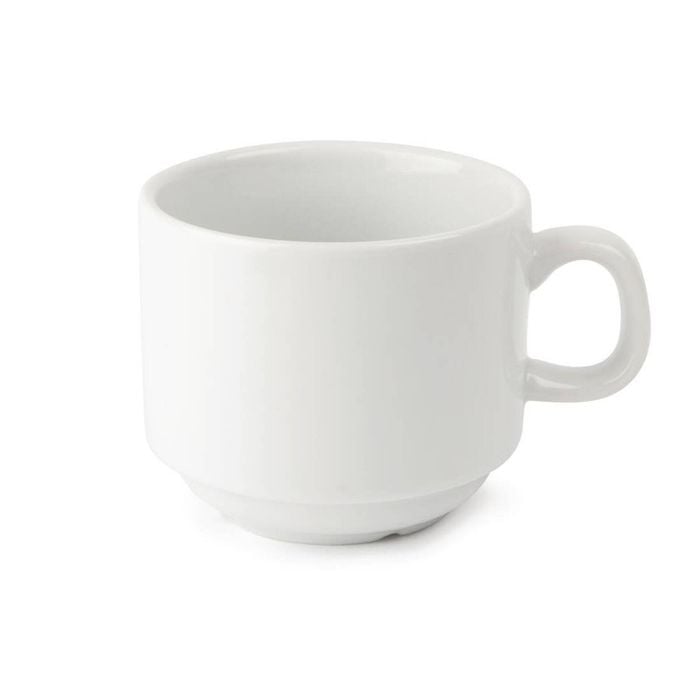 Olympia Stacking Tea Cups Whiteware 7oz 200ml (12 Pack) Ceramic Drinkware Hospitality Supplies