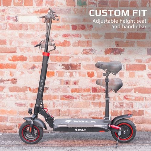 Valk Fusion 7 Electric Scooter With Seat Option 800w 48v 13ah Lithium 50km Range Quad Shocks 10