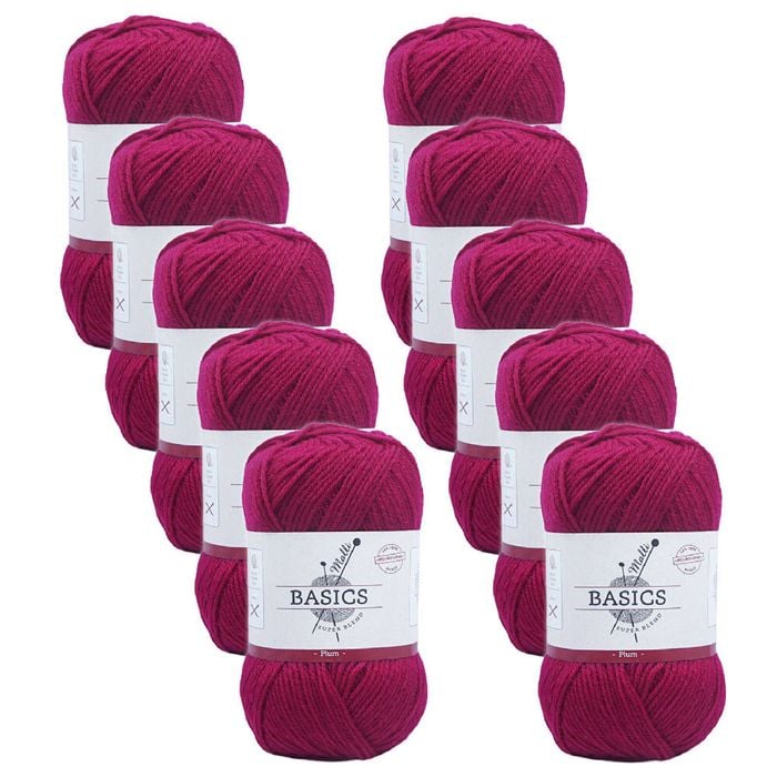 10pk Malli Super Blend Basic Crochet Knitting Yarn 8ply 100g 16x9cm Plum
