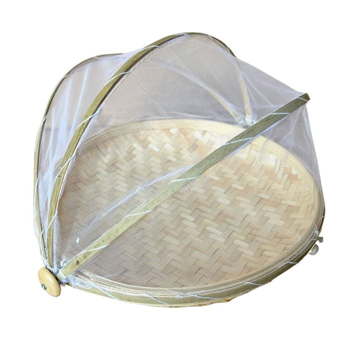 NF Living Mesh & Bamboo Cover 35x18cm Food Wood Tabletop Supplies Collapsible