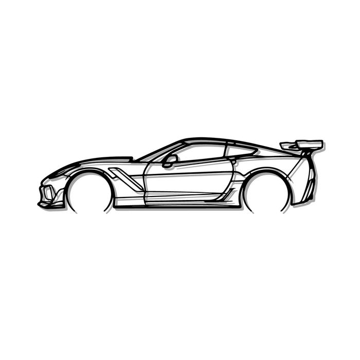 Ignite Laser Chevrolet C7 Corvette ZR1 Silhouette Metal Wall Art Rustic Metal 23.6inch/60cm