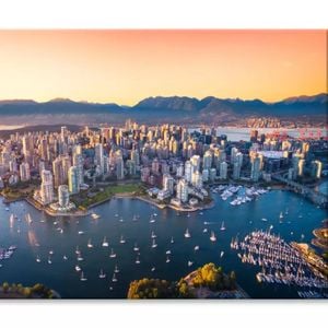 Aerial View of Downtown Vancouver  Print 100% Australian Made 120 x 90cm  (Stretched)