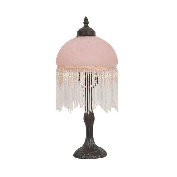 G&g Beaded Victorian Table Lamp Pink