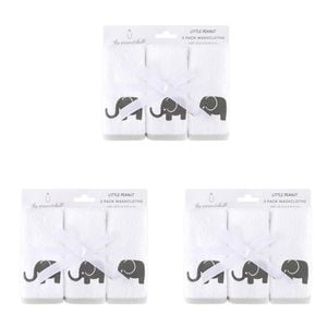 3x 3pc The Peanutshell Little Peanut Grey Washcloths Baby Nursery Decor
