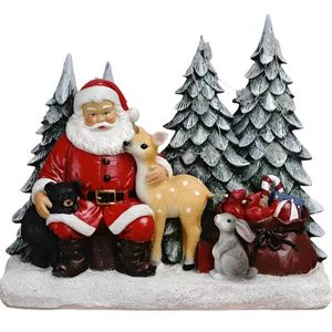 Christmas Glow Santa Claus Resin Ornament Set