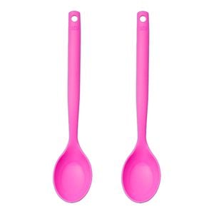 Tasty 2-in-1 Silicone Spoon with Measurements Cooking Utensil 35cm Pink 2 Pack