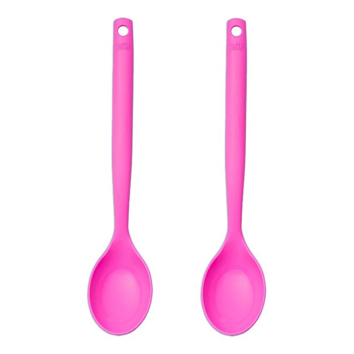 Tasty 2-in-1 Silicone Spoon with Measurements Cooking Utensil 35cm Pink 2 Pack