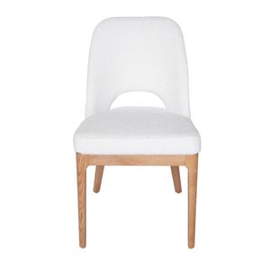 SK Designer Living | Maribel Upholstered Boucle Dining Chair | Natural Legs - White Bouclé