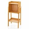 Costway 3 Tier Bamboo Bedside Table Side End Table W/storage Shelf