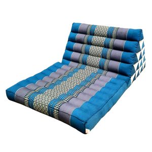 Jumbo 1-Fold Thai Triangle Pillow Mat - Handmade Kapok Floor Cushion and Portable Day Bed