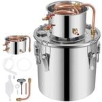 Vevor Water Alcohol Distiller,Moonshine Still 3 Gal 12L Stainless Steel,Copper Tube Home Brewing Kit