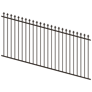 ProtectorAl 1201-2400W x 1200H Satin Black Spear Top Pool Fence Panel Raked Up to 15º - Black