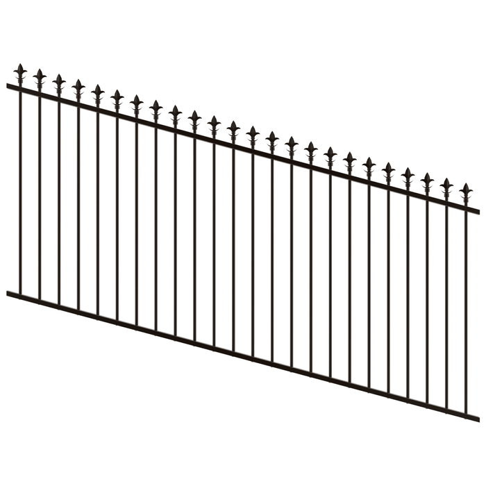 ProtectorAl 1201-2400W x 1200H Satin Black Spear Top Pool Fence Panel Raked Up to 15º - Black