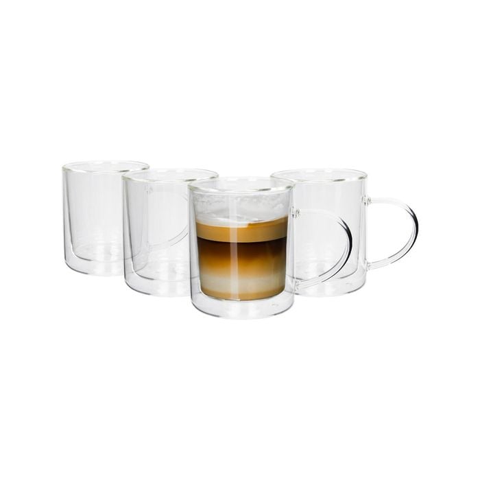 Rink Drink Double-Walled Glass Mugs Set - 360ml - Pack of 4