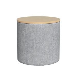 Artiss Storage Ottoman 40cm Linen Round Grey
