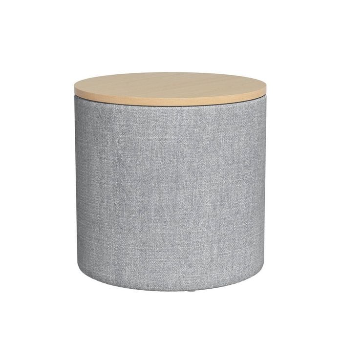 Artiss Storage Ottoman 40cm Linen Round Grey