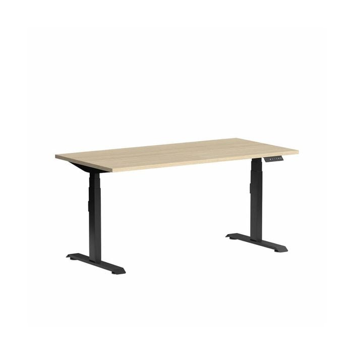 Olg Klass Black Frame New Oak Ravine Top Scallop Height Adjustable Desk L1500mm X W750mm