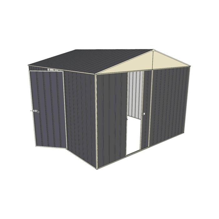 Build-a-Shed 3 x 3 x 2.3m Gable Single Sliding Door Shed with Hinged Side Door - Grey