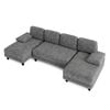 Ufurniture 280cm U-shape 4 Seater Sectional Sofa Couch W/ 2 Chaises Corduroy Upholstered Futon Couch Recliner Grey