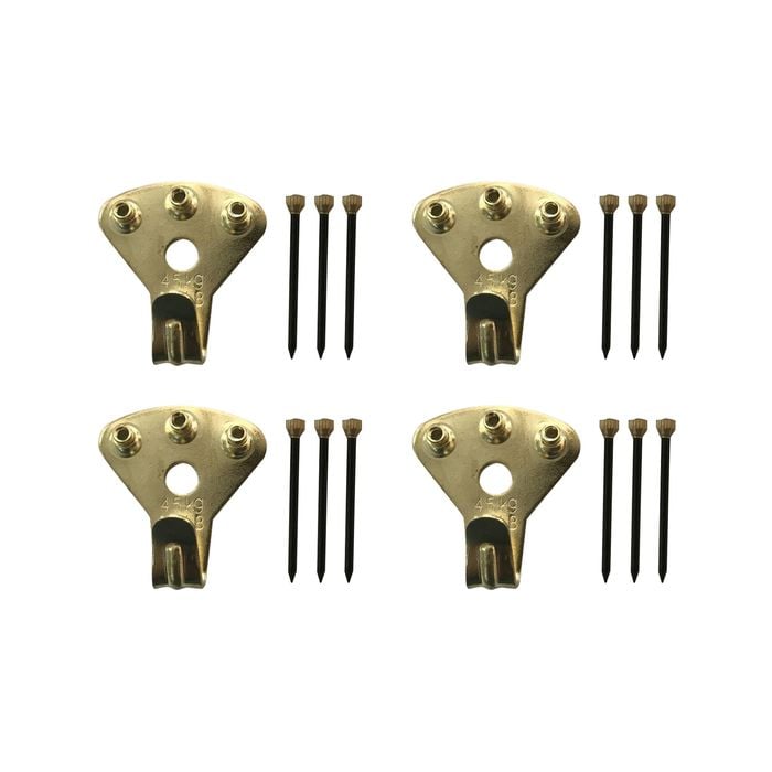 Everhang 45kg Brass Plated Heavy-Duty Picture Hanging Angle Drive - 4 Pack