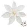 Catzon 12 Pcs Glitter Christmas Flowers with Clips Artificial Poinsettia-White