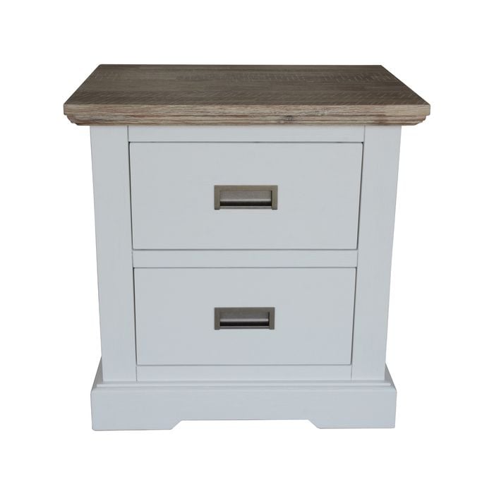 Fiona Bedside Tables 2 Drawers Storage Cabinet End Nightstand Table White Grey