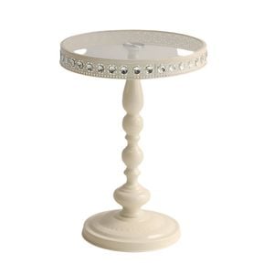 Lifebay Corner Table Round Minimalist Side Table (White + Lace)