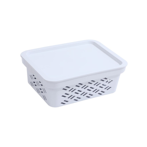 Ezy Storage Small White Brickor Lidded Basket - Small