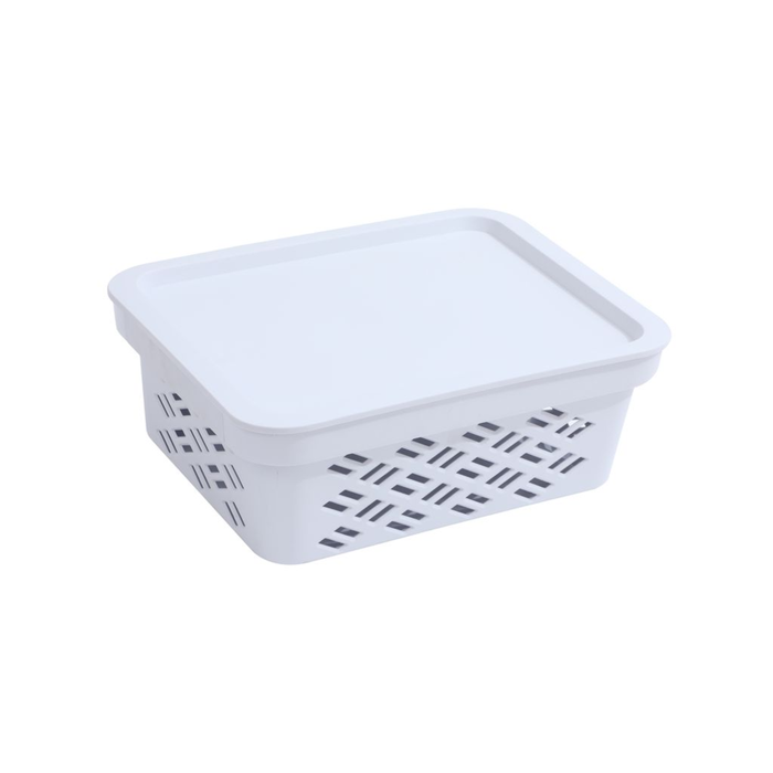 Ezy Storage Small White Brickor Lidded Basket - Small