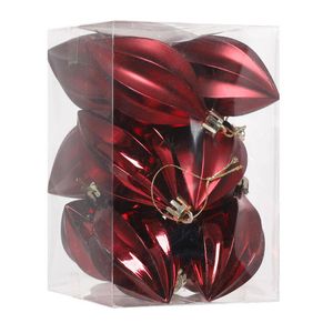 Catzon 12 Pcs Finial Drop Christmas Ornaments Shatterproof Baubles with String for Holiday-Wine Red